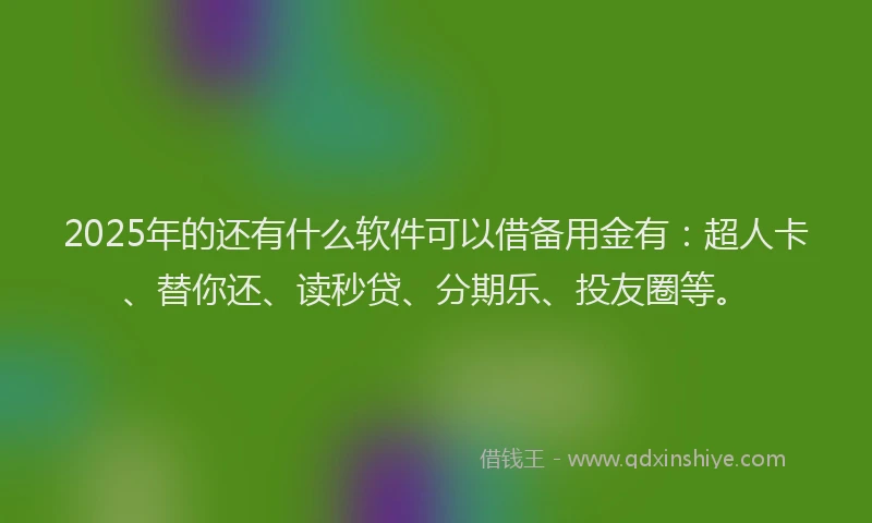 2025年的还有什么软件可以借备用金有：超人卡、替你还、读秒贷、分期乐、投友圈等。