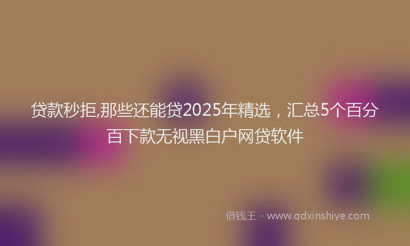 贷款秒拒,那些还能贷2025年精选，汇总5个百分百下款无视黑白户网贷软件
