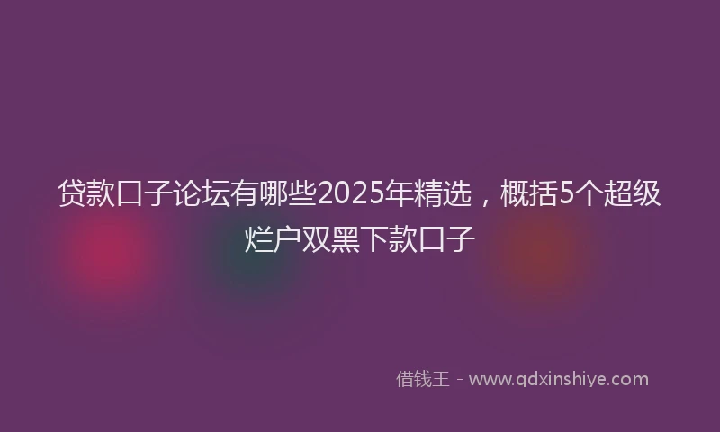 贷款口子论坛有哪些2025年精选，概括5个超级烂户双黑下款口子