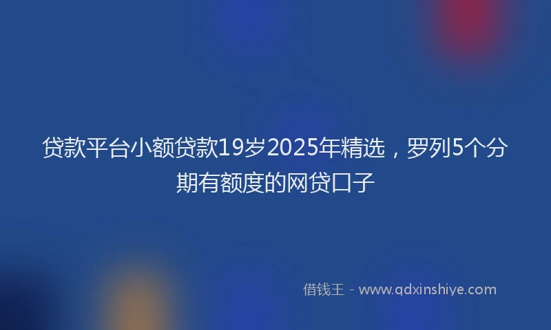 贷款平台小额贷款19岁2025年精选，罗列5个分期有额度的网贷口子