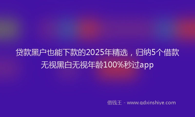 贷款黑户也能下款的2025年精选，归纳5个借款无视黑白无视年龄100%秒过app