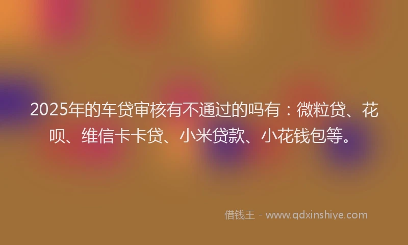 2025年的车贷审核有不通过的吗有：微粒贷、花呗、维信卡卡贷、小米贷款、小花钱包等。