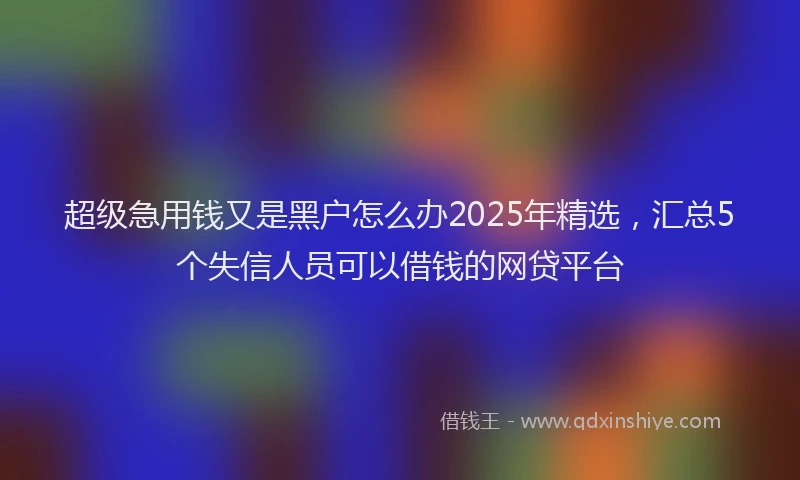 超级急用钱又是黑户怎么办2025年精选，汇总5个失信人员可以借钱的网贷平台