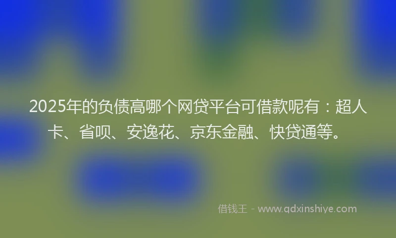 2025年的负债高哪个网贷平台可借款呢有：超人卡、省呗、安逸花、京东金融、快贷通等。