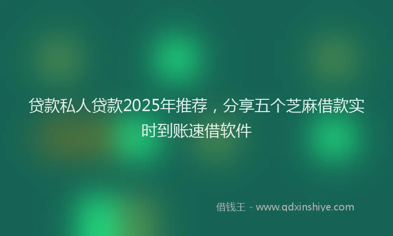 贷款私人贷款2025年推荐，分享五个芝麻借款实时到账速借软件