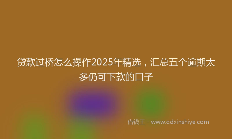 贷款过桥怎么操作2025年精选，汇总五个逾期太多仍可下款的口子