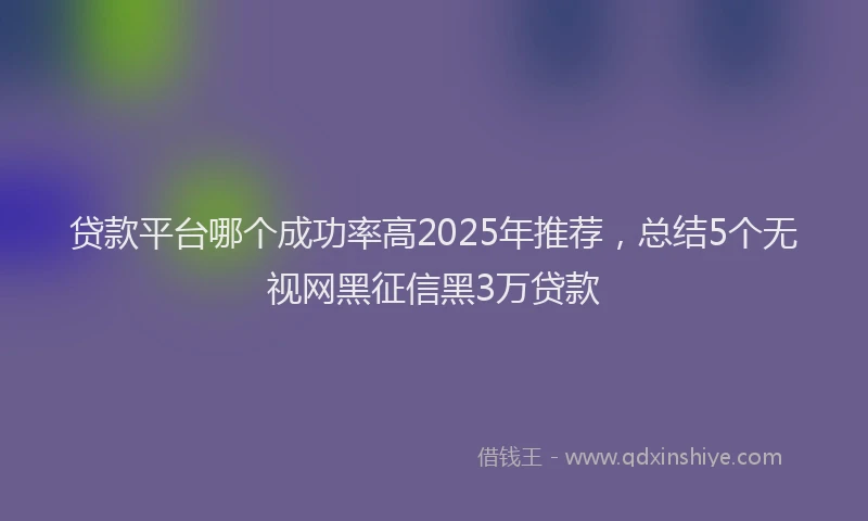 贷款平台哪个成功率高2025年推荐，总结5个无视网黑征信黑3万贷款