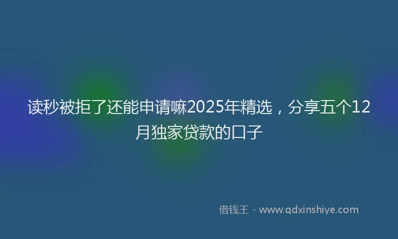 读秒被拒了还能申请嘛2025年精选，分享五个12月独家贷款的口子