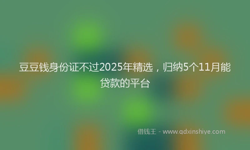 豆豆钱身份证不过2025年精选，归纳5个11月能贷款的平台