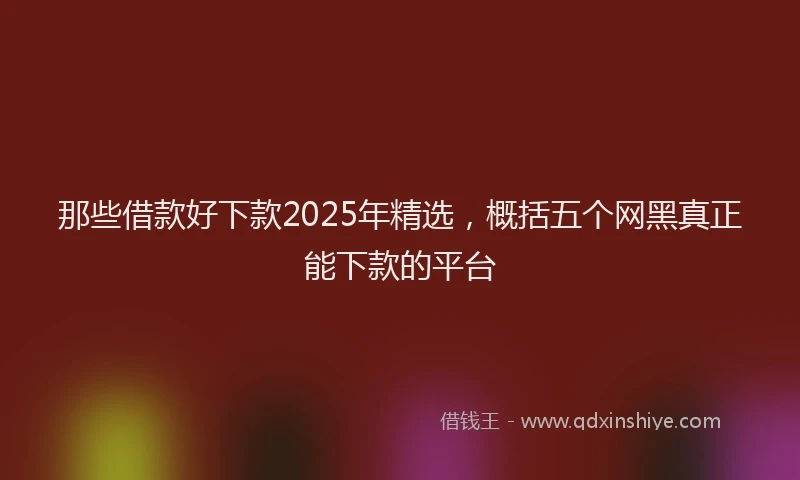 那些借款好下款2025年精选，概括五个网黑真正能下款的平台