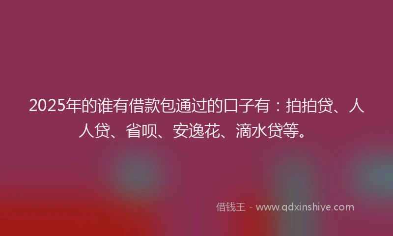 2025年的谁有借款包通过的口子有：拍拍贷、人人贷、省呗、安逸花、滴水贷等。