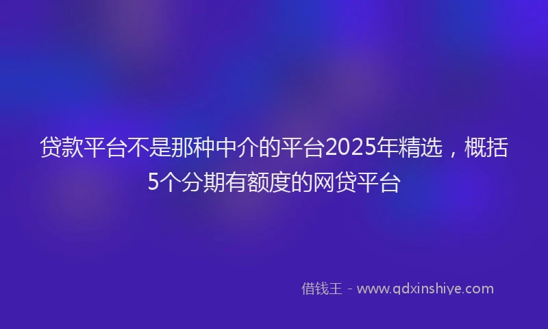 贷款平台不是那种中介的平台2025年精选，概括5个分期有额度的网贷平台