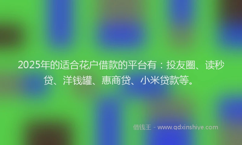 2025年的适合花户借款的平台有：投友圈、读秒贷、洋钱罐、惠商贷、小米贷款等。