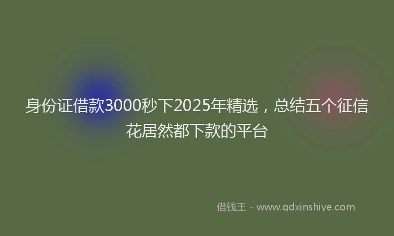 身份证借款3000秒下2025年精选，总结五个征信花居然都下款的平台