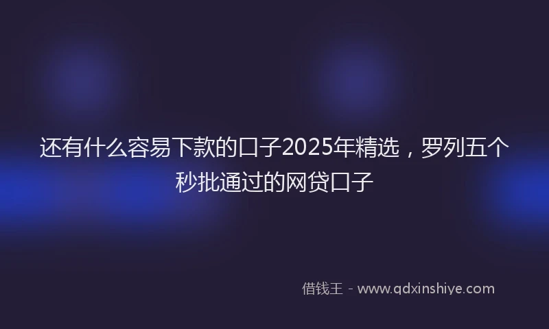 还有什么容易下款的口子2025年精选，罗列五个秒批通过的网贷口子