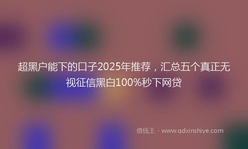 超黑户能下的口子2025年推荐，汇总五个真正无视征信黑白100%秒下网贷