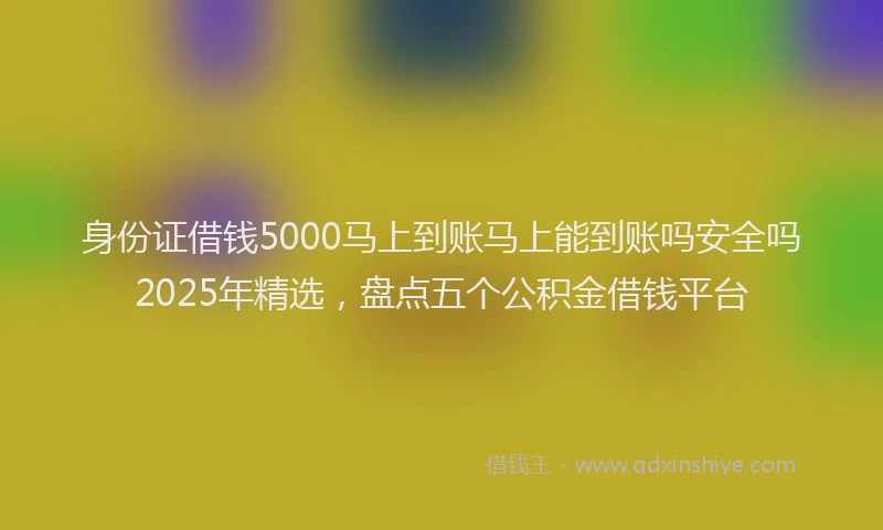 身份证借钱5000马上到账马上能到账吗安全吗2025年精选，盘点五个公积金借钱平台