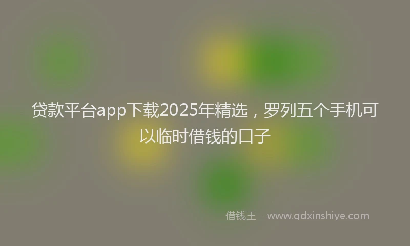 贷款平台app下载2025年精选，罗列五个手机可以临时借钱的口子