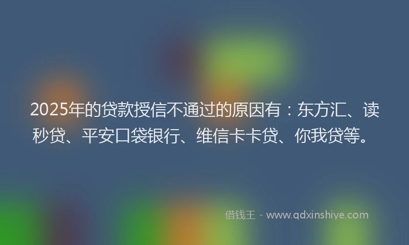 2025年的贷款授信不通过的原因有：东方汇、读秒贷、平安口袋银行、维信卡卡贷、你我贷等。