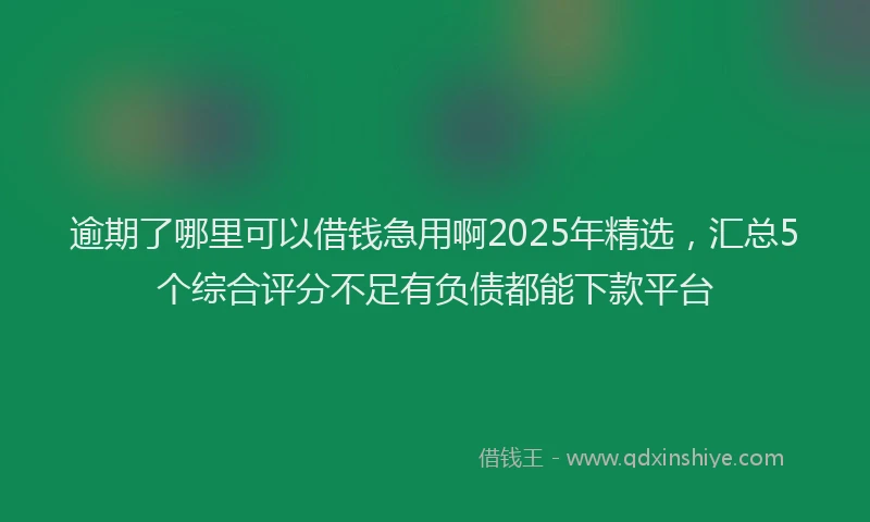 逾期了哪里可以借钱急用啊2025年精选，汇总5个综合评分不足有负债都能下款平台
