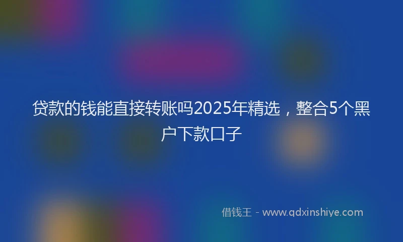 贷款的钱能直接转账吗2025年精选，整合5个黑户下款口子