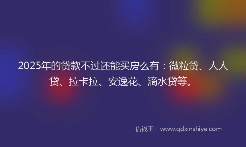 2025年的贷款不过还能买房么有：微粒贷、人人贷、拉卡拉、安逸花、滴水贷等。