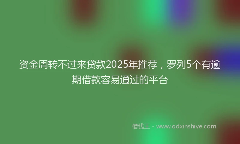 资金周转不过来贷款2025年推荐，罗列5个有逾期借款容易通过的平台