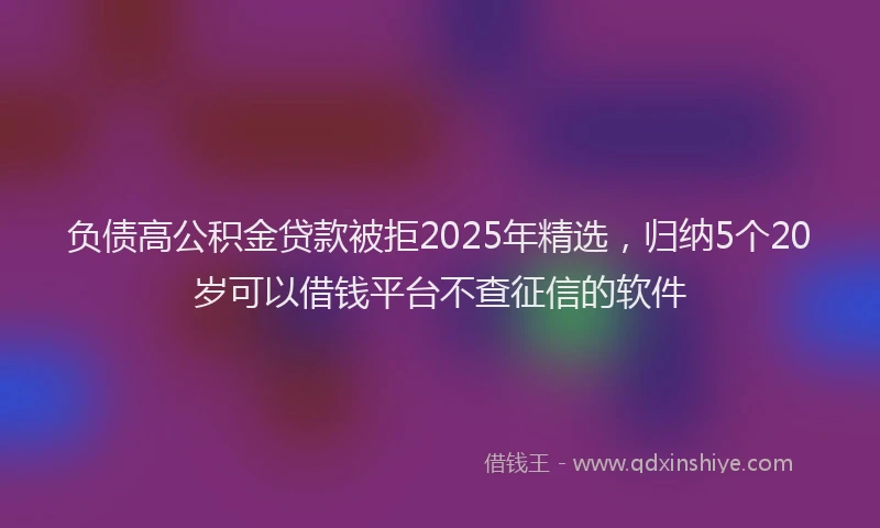 负债高公积金贷款被拒2025年精选，归纳5个20岁可以借钱平台不查征信的软件