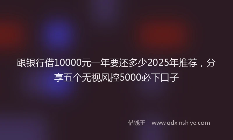 跟银行借10000元一年要还多少2025年推荐，分享五个无视风控5000必下口子