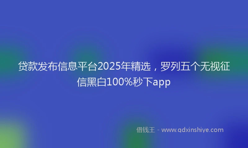 贷款发布信息平台2025年精选，罗列五个无视征信黑白100%秒下app
