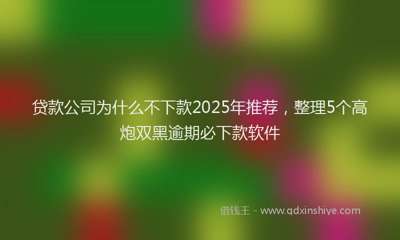 贷款公司为什么不下款2025年推荐，整理5个高炮双黑逾期必下款软件