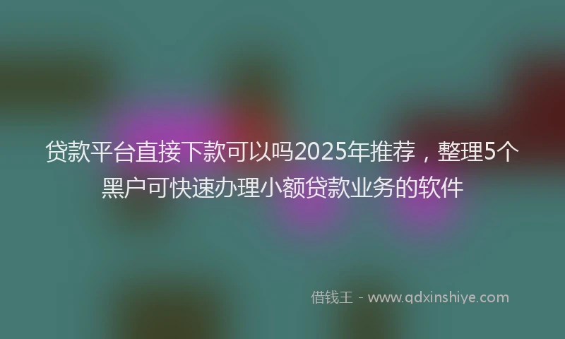 贷款平台直接下款可以吗2025年推荐，整理5个黑户可快速办理小额贷款业务的软件