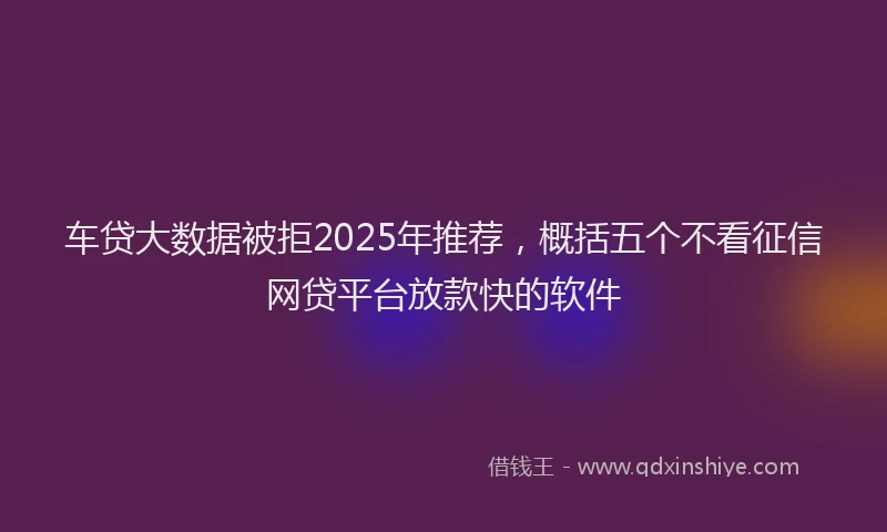 车贷大数据被拒2025年推荐，概括五个不看征信网贷平台放款快的软件