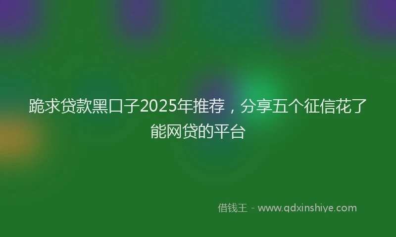 跪求贷款黑口子2025年推荐，分享五个征信花了能网贷的平台