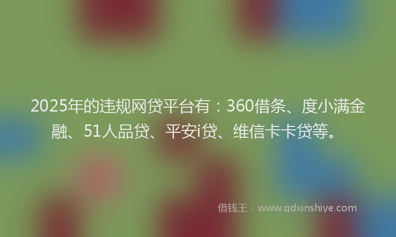 2025年的违规网贷平台有：360借条、度小满金融、51人品贷、平安i贷、维信卡卡贷等。