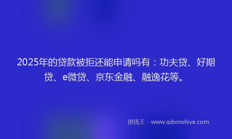 2025年的贷款被拒还能申请吗有：功夫贷、好期贷、e微贷、京东金融、融逸花等。