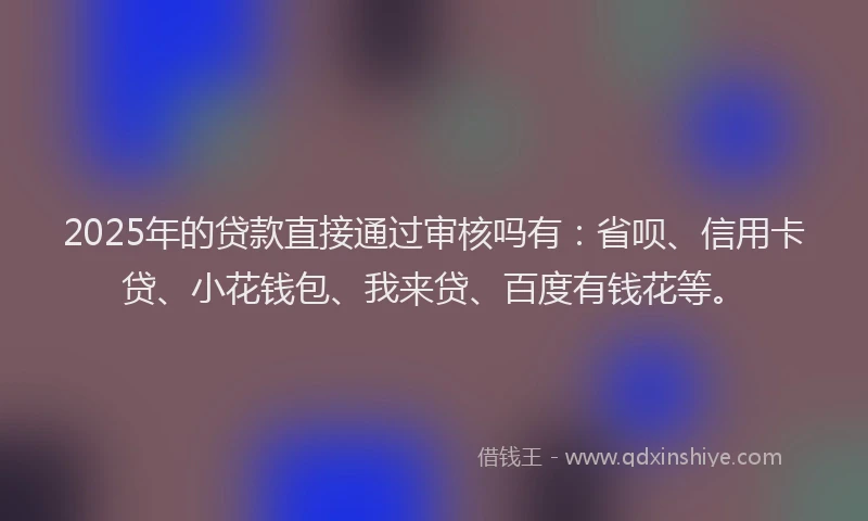 2025年的贷款直接通过审核吗有：省呗、信用卡贷、小花钱包、我来贷、百度有钱花等。