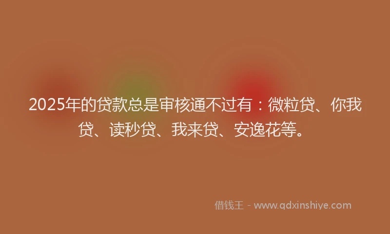 2025年的贷款总是审核通不过有：微粒贷、你我贷、读秒贷、我来贷、安逸花等。