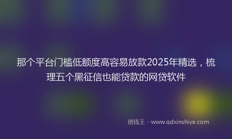 那个平台门槛低额度高容易放款2025年精选，梳理五个黑征信也能贷款的网贷软件