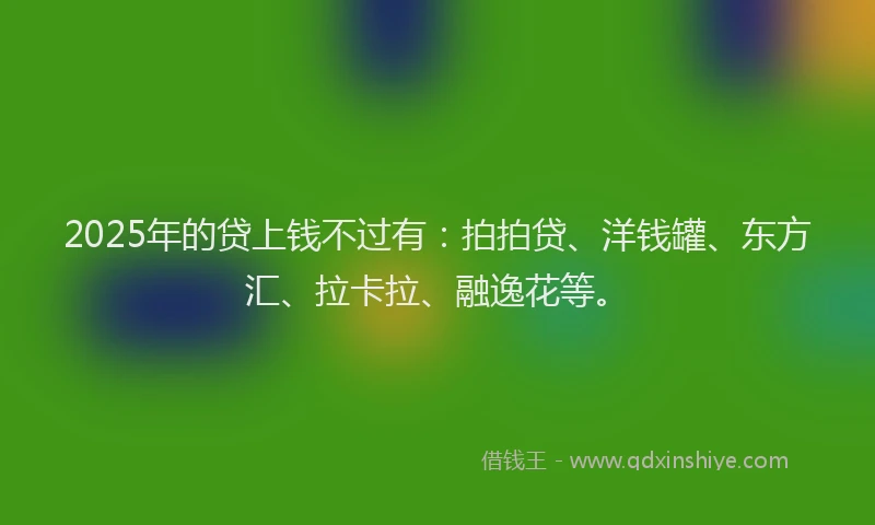 2025年的贷上钱不过有：拍拍贷、洋钱罐、东方汇、拉卡拉、融逸花等。
