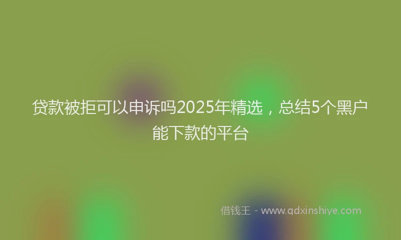 贷款被拒可以申诉吗2025年精选，总结5个黑户能下款的平台