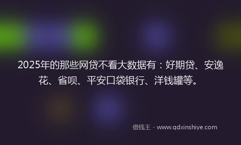 2025年的那些网贷不看大数据有：好期贷、安逸花、省呗、平安口袋银行、洋钱罐等。