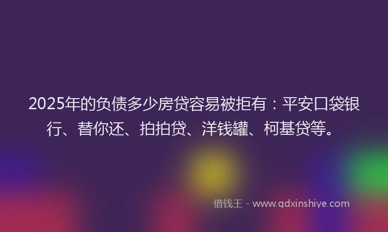 2025年的负债多少房贷容易被拒有：平安口袋银行、替你还、拍拍贷、洋钱罐、柯基贷等。
