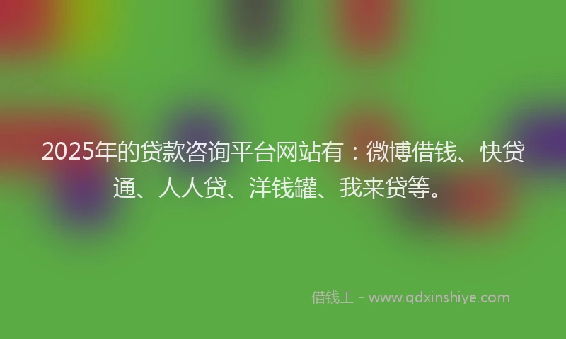 2025年的贷款咨询平台网站有：微博借钱、快贷通、人人贷、洋钱罐、我来贷等。