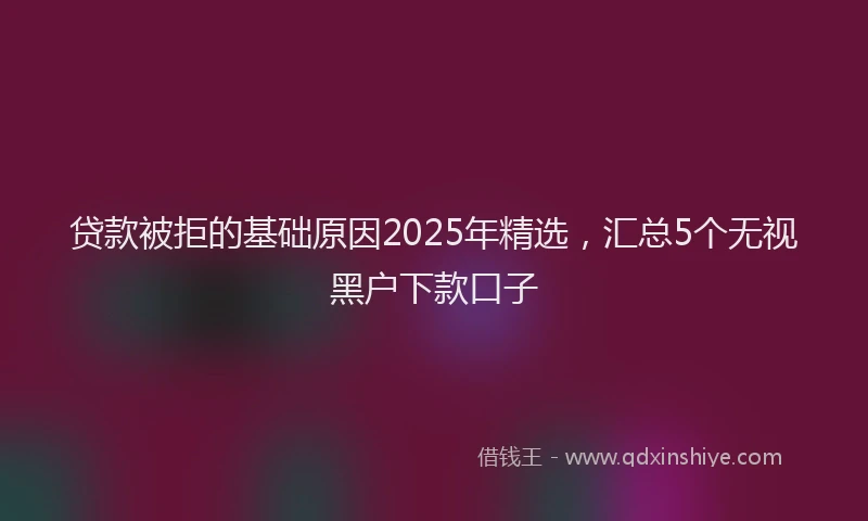 贷款被拒的基础原因2025年精选，汇总5个无视黑户下款口子