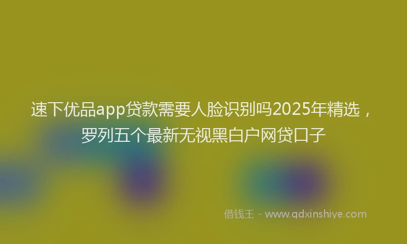 速下优品app贷款需要人脸识别吗2025年精选，罗列五个最新无视黑白户网贷口子