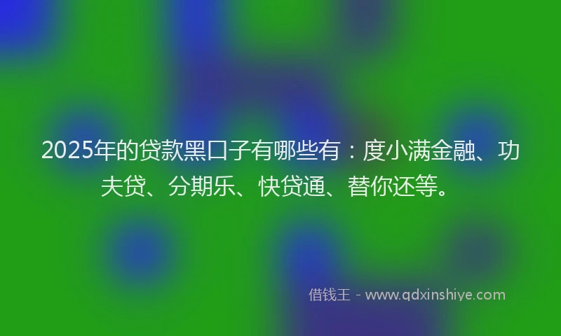 2025年的贷款黑口子有哪些有：度小满金融、功夫贷、分期乐、快贷通、替你还等。