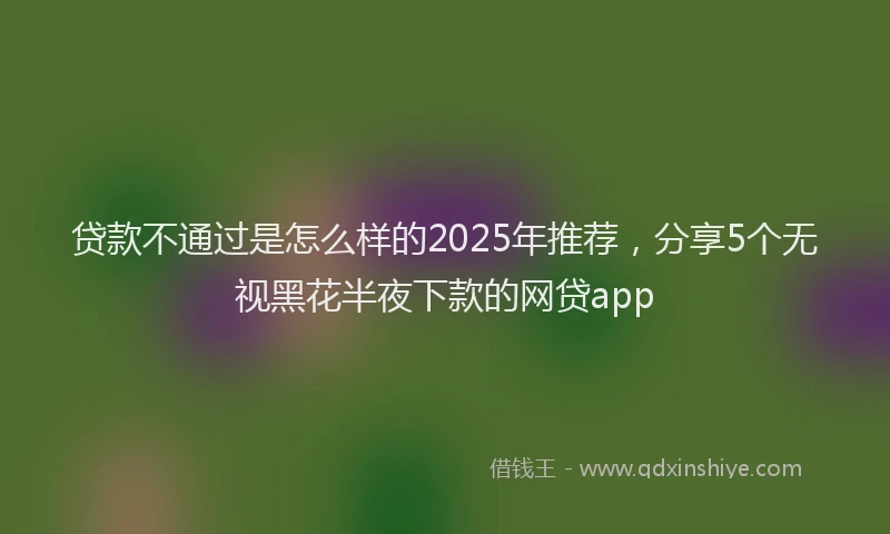 贷款不通过是怎么样的2025年推荐，分享5个无视黑花半夜下款的网贷app