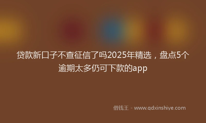 贷款新口子不查征信了吗2025年精选，盘点5个逾期太多仍可下款的app