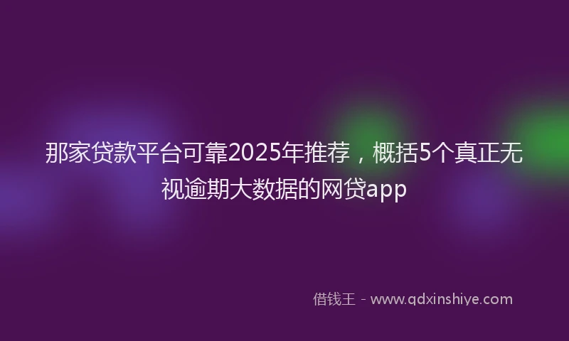 那家贷款平台可靠2025年推荐，概括5个真正无视逾期大数据的网贷app